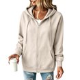 thumbnail image 2 of Hsovts Zip Up Hoodie Women Trendy Comfort Oversized Hooded Sweatshirt Casual Long Sleeve Fall Fleece Jacket with Pockets, 2 of 6