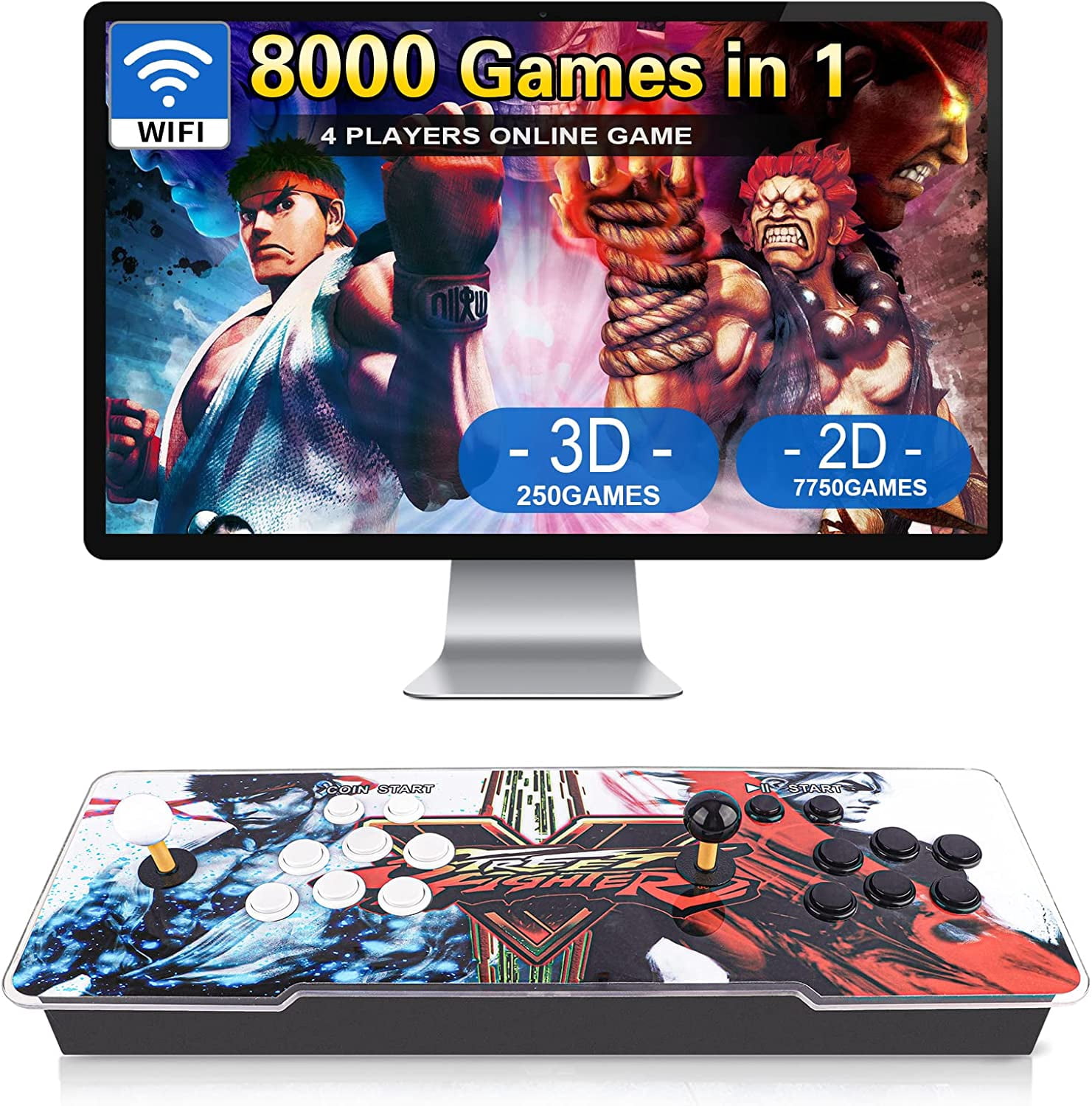 8000 Games in 1】 3D+ Pandora's Games Arcade - WiFi Function to Add More  Games, Support 3D Games, 1280x720 Full HD,Search/Save/Hide/Pause Games,  Favorite List, 4 Players Online Game (White) - Walmart.com
