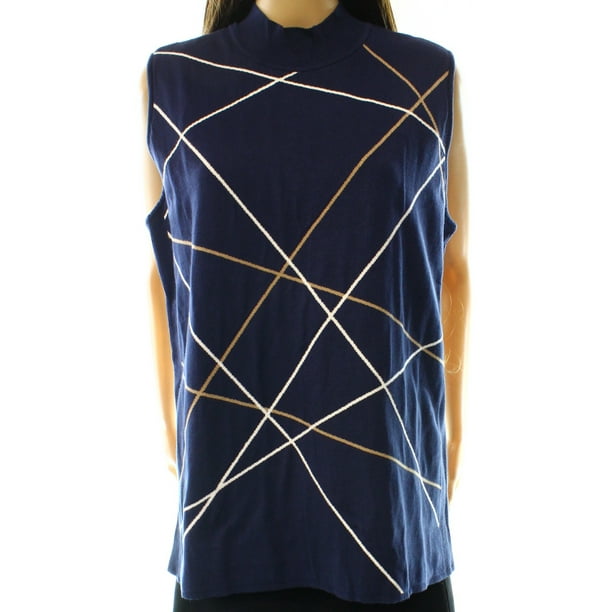 Download Alfani - Alfani NEW Blue Womens Size Small S Vest Mock ...