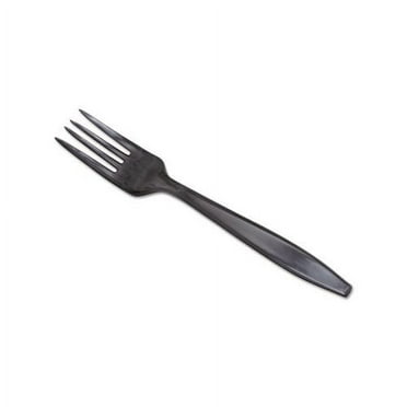 Individually Wrapped Heavyweight Utensils Fork, Plastic, Black, 1000/Carton