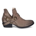 thumbnail image 3 of GC Shoes Womens Buckle Wrap V Cut Booties, Low Heel PU Leather Ankle Boots for Women, Slip On Bootie Heels, Taupe/Size 6, 3 of 6
