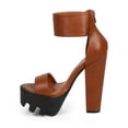 thumbnail image 4 of Wild Diva DE28 Women Leatherette Open Toe Ankle Cuff Lug Sole Chunky Heel Sandal, 4 of 5