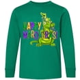 thumbnail image 3 of Inktastic Happy Mardi Gras Big and Little Alligators with Beads Long Sleeve Youth T-Shirt, 3 of 5