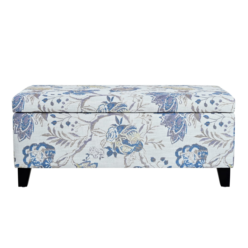 3-in-1 Multifunctional Storage Ottoman! Floral Patterned Fabric Footrest & Seat with Soft-Close Lid, Hidden Compartment for Blankets, Pillows for Living Room, Bedroom