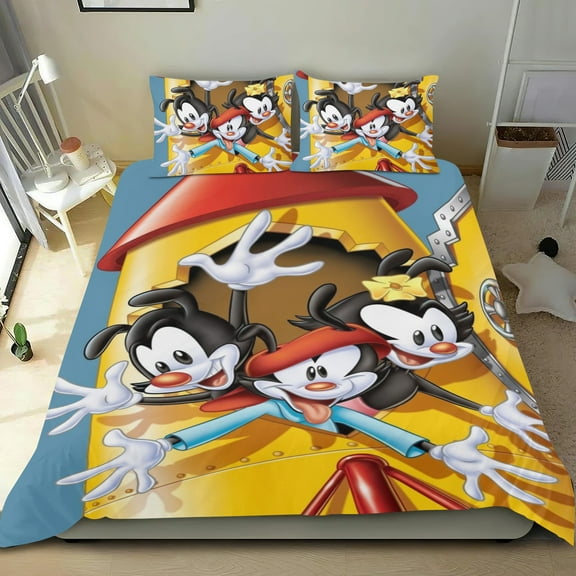 Animaniacs Themed Bed Sheet Set Three Piece Set 53x79 In ches Comfortable And Skin Friendly Unique Design Creating A Star Studded Night Home Decor Gifts For Family Friends fans