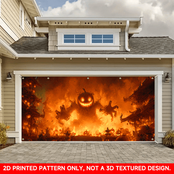 1 PC, 2D Flat/ flat art decorative banner decoration, ghost train design pattern, 157x71 inches (400x180cm), universal daily wall decoration, elegant daily garage door decoration, party banner, home