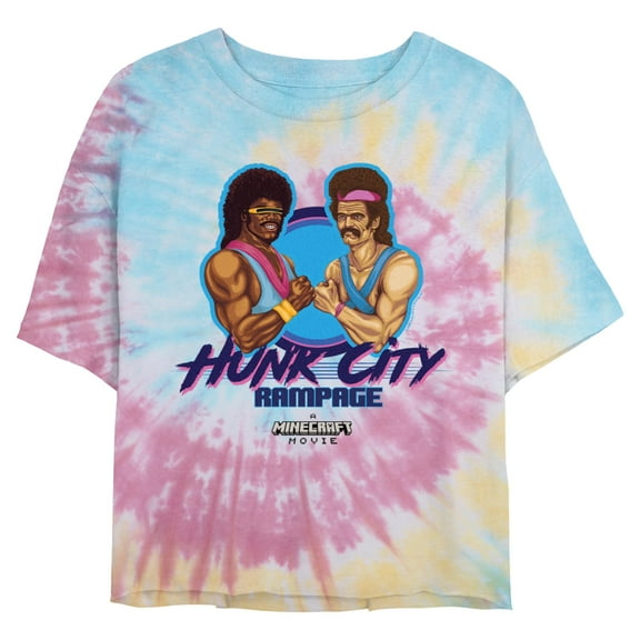 Juniors' A Minecraft Movie Retro Hunk City Cropped T-Shirt