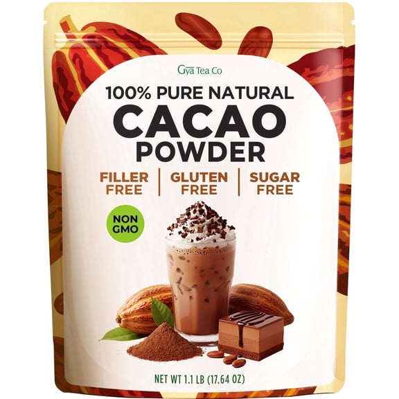 Gya Tea Co Cacao Powder - 1.1 lb(17.64 oz) -  100% Natural Superfood for Baking & Smoothies, Non-GMO Gluten-Free Keto Vegan Sugar-Free