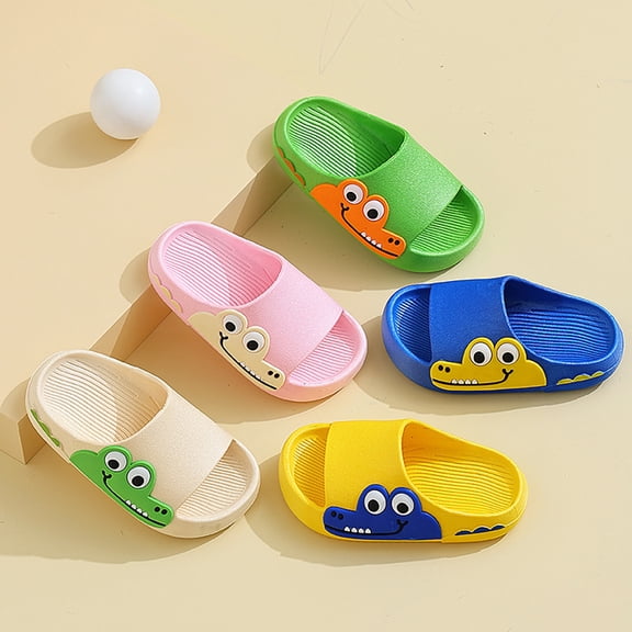 1 Pair Children Slippers Super Soft Wear Resistant PVC Baby Boys Girls Cartoon Dinosaur Slippers for Home