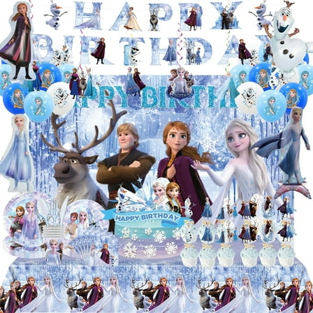 Birthday Party Supplies,188 pcs Birthday Decorations & Tableware Set - Party Plates Napkins Cups Backdrop Banner Balloons etc Party Supplies