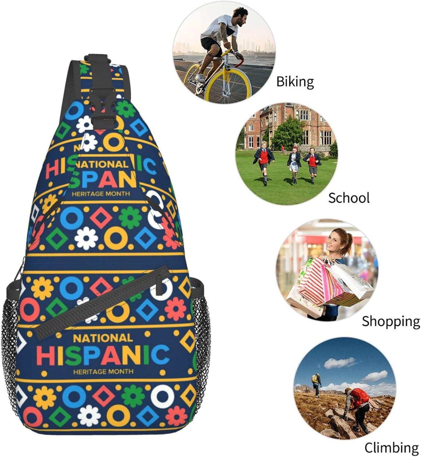 Mes Nacional De La Herencia Hispana Hispanic Heritage Month Sling Bag Crossbody Hiking Travel Chest Bags Backpack Shoulder Daypack for Women Men