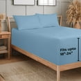 thumbnail image 2 of Royale Linen Extra Deep Pocket Full Fitted Sheet Only- Soft Lake Blue Full Size Fitted Sheet Deep Pocket - Fits 18 inch to 24 inch Thick Mattress - Fitted Sheet Only - Elastic Sheet (Full, LakeBlue), 2 of 9