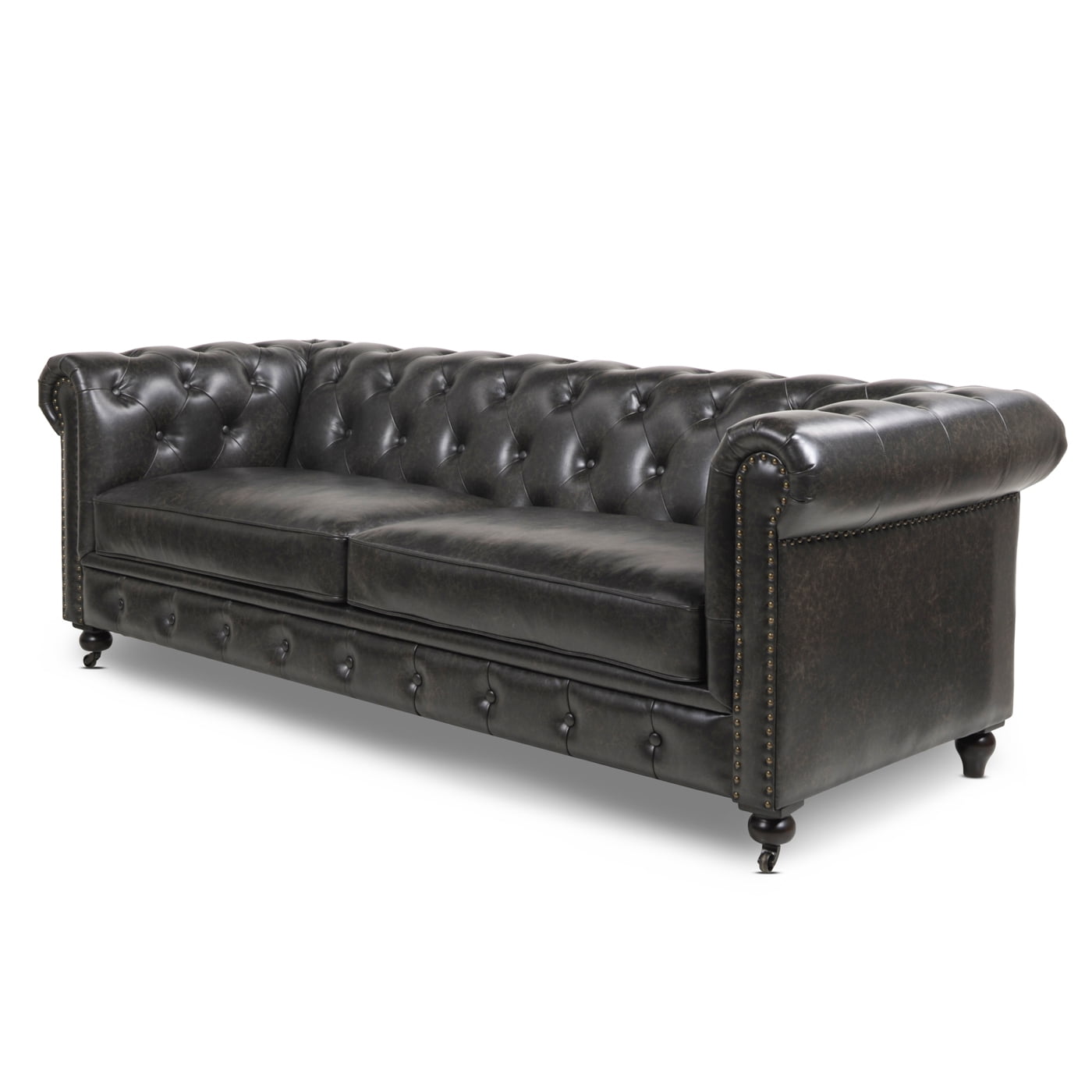 Jennifer Taylor Home Winston Leather, Tufted Leather Chesterfield Sofa