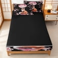 thumbnail image 4 of Erosebridal Gold Fox Moon Zipper Twin Comforter Sets with Fitted Sheet and 2 Pillowcases for Girls, Japanese Cherry Blossom Zipper Bedding Set, Black Reversible, 4-Piece, 4 of 7