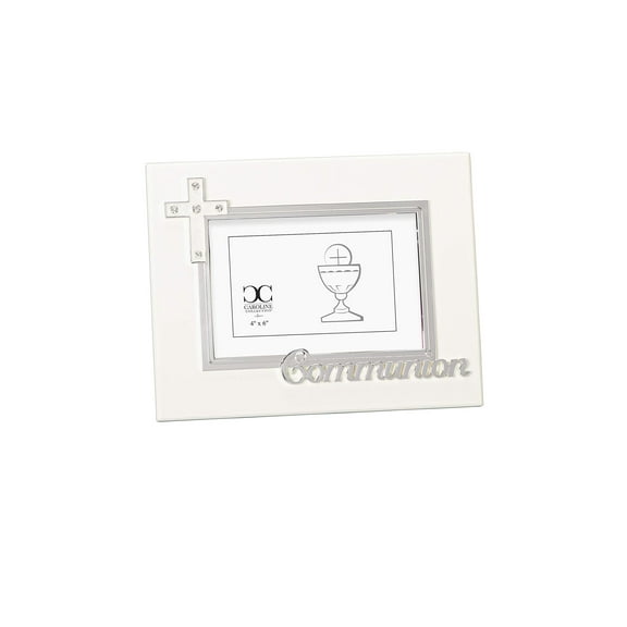 Communion with Jewel Tone Accent Traditional Cross Cream 9 x 7 Wood Photo Frame