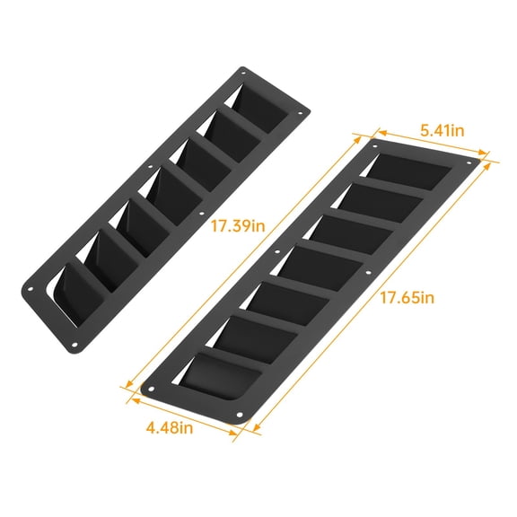 Universal Black Steel Hood Louver Vent Panel Set, Air Flow Hood Scoop Compatible with Cars, Trucks, SUVs (4-Piece)