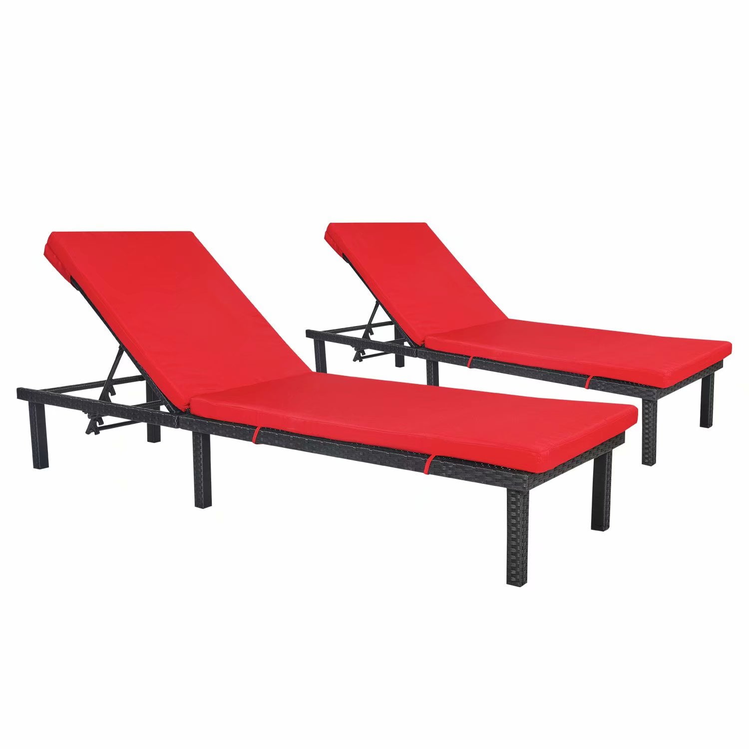 Kinbor Outdoor Adjustable Chaise Lounge Chair Set Patio PE ...