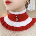 thumbnail image 4 of YAOBAMM Women Color Matching Scarf Women Winter Scarf Fake High Collar Ruffle Decor Knitted Elastic Warm Windproof Neck Protection, 4 of 7