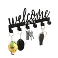 thumbnail image 2 of IVV Adhesive-Mounted Metal Key Holder with "Welcome Home" Accent – Space-Saving Wall-Mounted Organizer with 6 Hooks for Keys, Hats, Towels – Black, 2 of 7