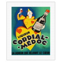 Cordial Médoc Liqueur - La Liqueur qui Rejouit le Coeur (The Liquor Which Rejoices Heart) - Vintage Advertising Poster by Henri Le Monnier c.1930 - Fine Art Rolled Canvas Print 16in x 20in