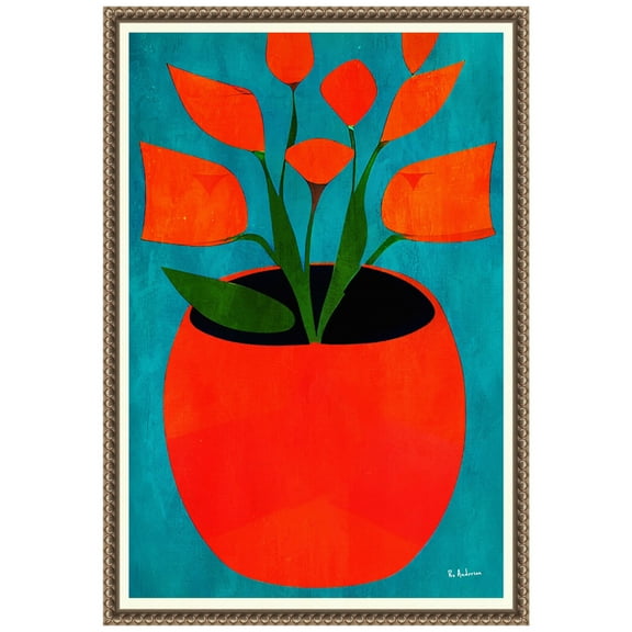 Amanti Art Red Blossoms Framed Canvas Wall Art Print