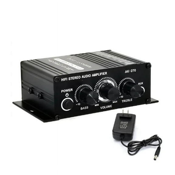 -270 HIFI Amplifier 2.0 Channel Home Amp Bass & Treble Adjustment Stereo Audio Home Cinema Sound System DC12V US Plug