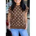 thumbnail image 6 of TinyCribz Women's Polka Dot Sweater, Casual Brown Short Sleeve Knit XL, 6 of 6