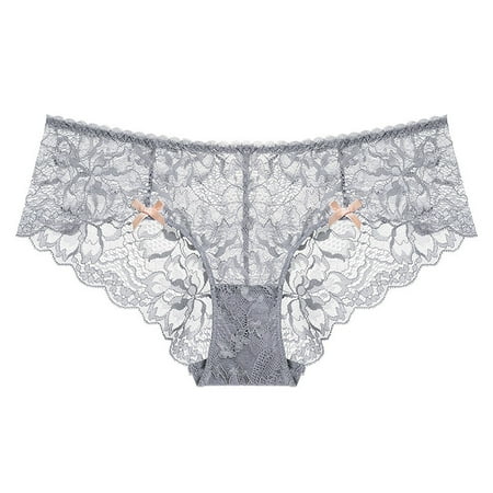 Meresysid Women Lace Underwear Panties Breathable Bikin Panty Gray