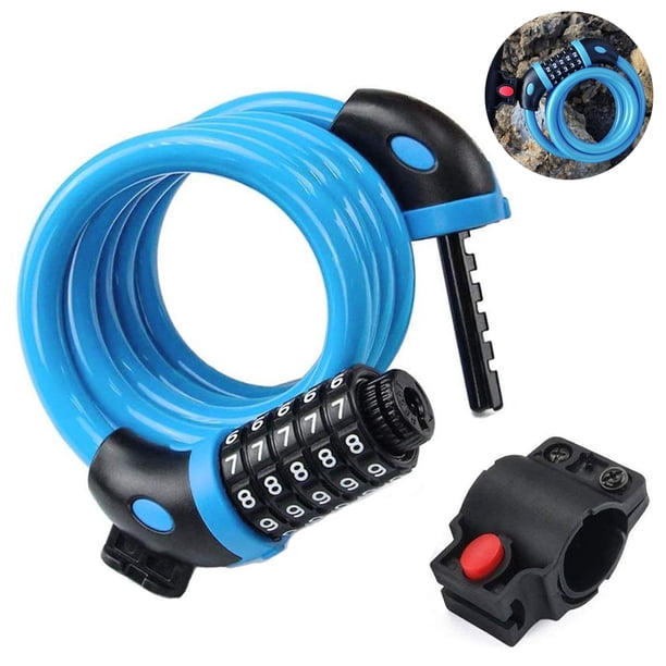 Candados para bicicletas Candado de cable para bicicleta con combinación reiniciable segura en espiral con soporte de montaje Zhivalor 221593-2