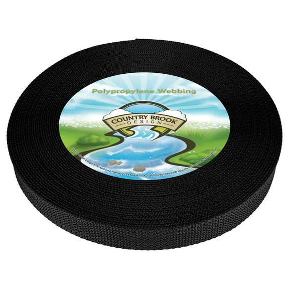 Country Brook Design® 3/4 inch Black Heavy Polypro Webbing, 25 Yards