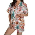 thumbnail image 6 of Censtreet Christmas Pajama Sets for Women 2 Piece Soft Button Down Pj Sets Sleepwear Short Sleeve Loungewear Shorts, 6 of 9