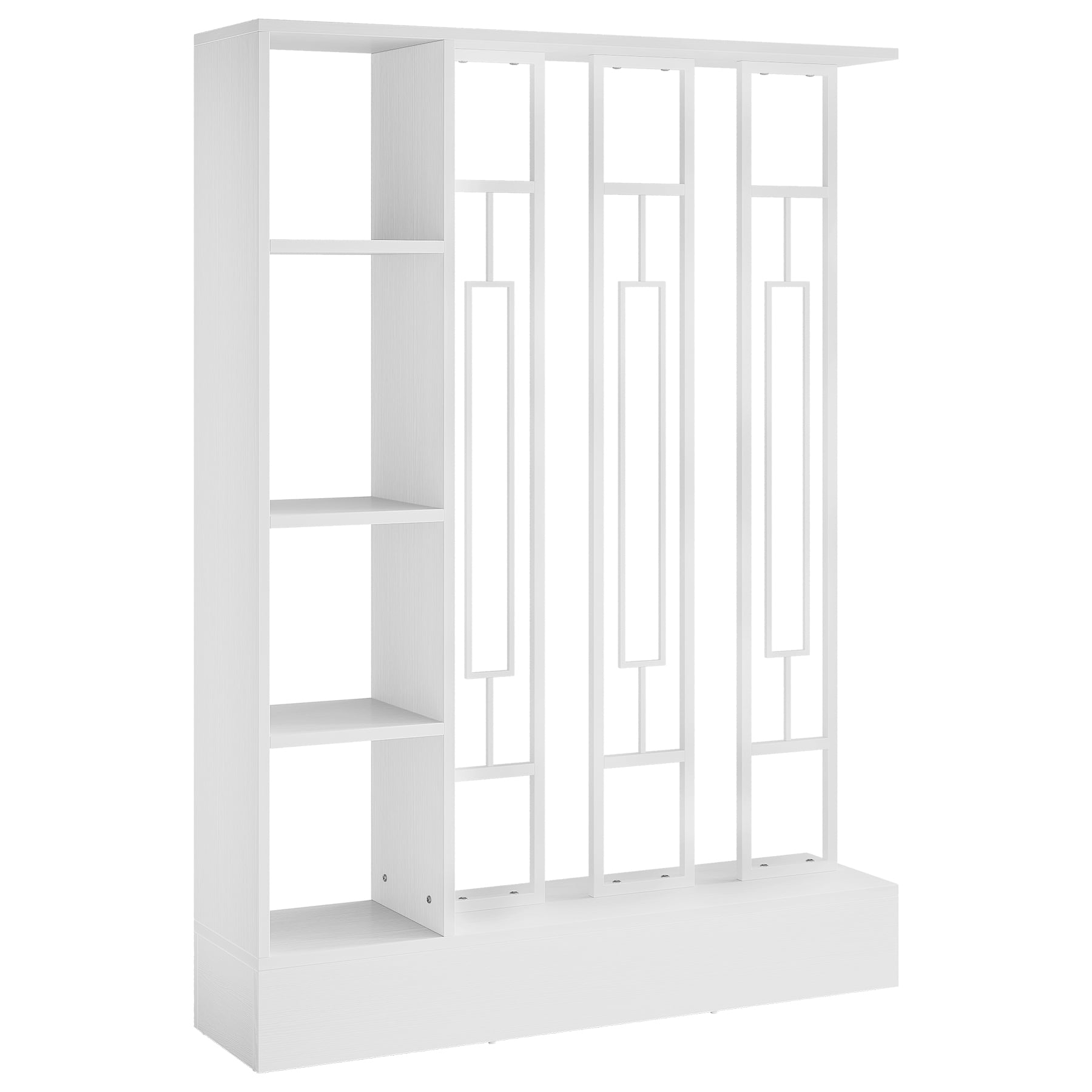 Finmind Wall Room Divider with Display Shelves, 70.9 inch Modern Freestanding Room Divider with Sturdy Base for Home & Office, White