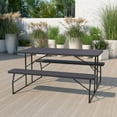 thumbnail image 2 of Flash Furniture Insta-Fold Charcoal Wood Grain Folding Picnic Table and Benches - 4.5 Foot Folding Table, 2 of 8