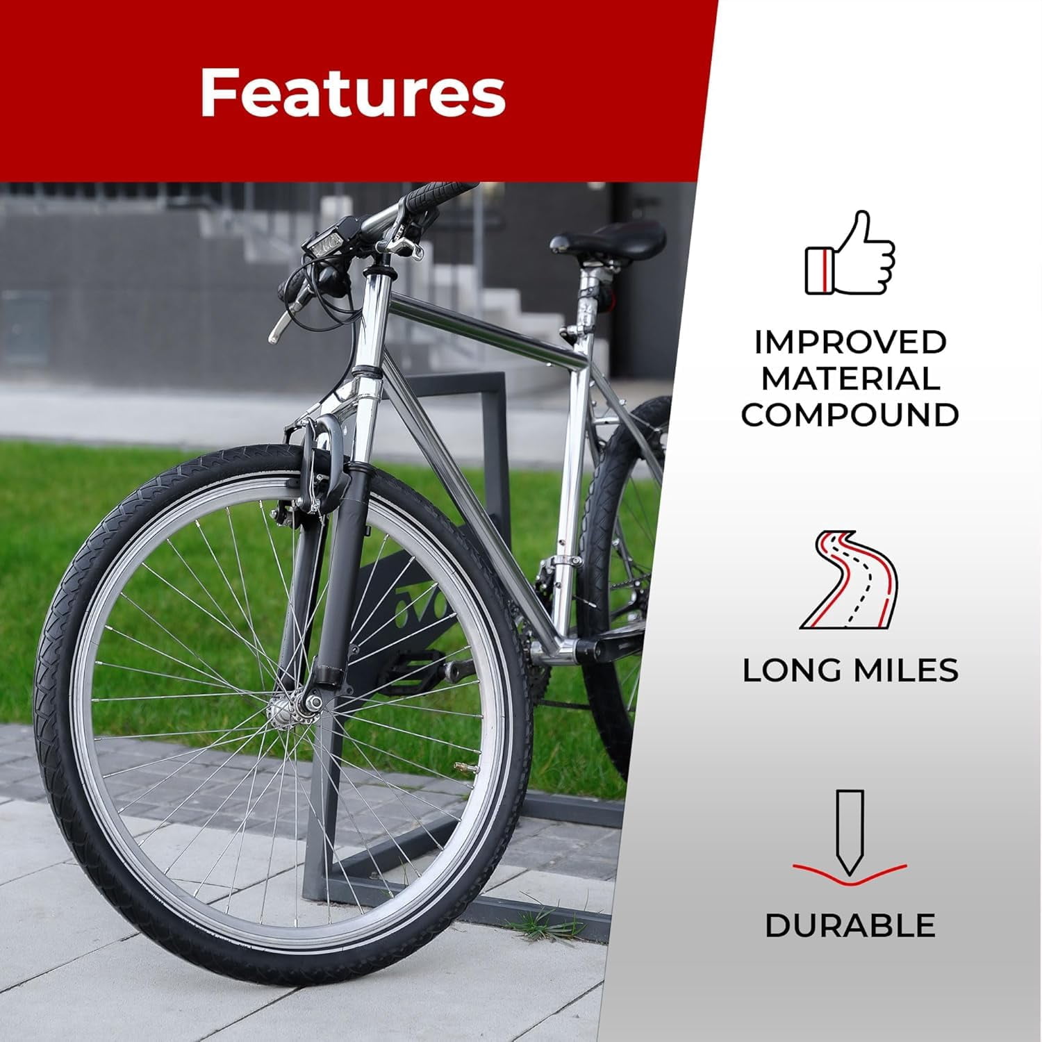 Fincci 26x2.125 Bicycle Tires (54-559) Foldable Anti-Puncture for Road, Hybrid, Mountain, and E-Bikes, 2-Pack