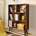 thumbnail image 4 of LELELINKY 7 Cube 3-Tier Open Wooden Bookshelf, Toy Shelves Bookshelves,Wood Display Bookcases, Brown, 4 of 9