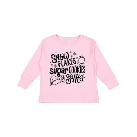 

Inktastic Christmas Snowflakes Sugar Cookies and Santa Boys or Girls Long Sleeve Toddler T-Shirt