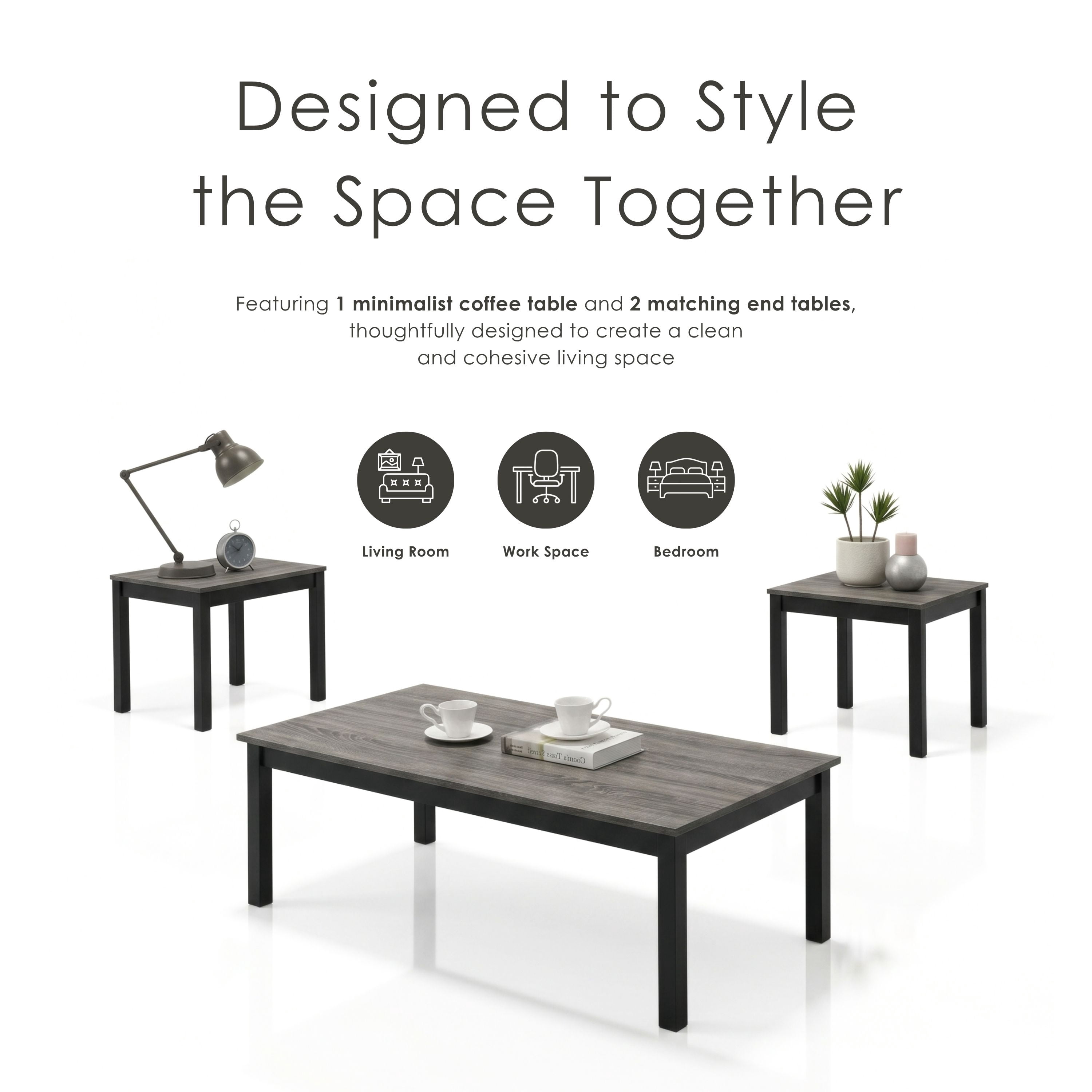 Furniture of America Versi Modern 3-Piece Coffee Table Set, Gray