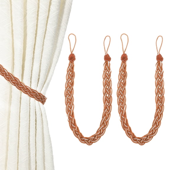 Uxcell 2 Pcs Curtain Tiebacks, 56cm/22 Braided Drapery Holdback Holder Curtain Ties Holdbacks Elegant Window Rope Tie Back, Orange