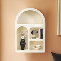 Sagebrook Home White 24" Arch Rough Finish MDF Wall Shelf – Transform Your Space with Elegant Wall Storage and Home Decor