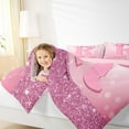 thumbnail image 3 of jejeloiu Initial Letter R Queen Comforter Set,Kawaii Bowknot Bedding Sets,Pink Sequin Print Bedding Comforter Set For Girls,Breathable Bedroom Decoration Reversible,3-Piece, 3 of 7