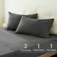 thumbnail image 4 of Yalamila Bed Sheet Set Hotel Style Ultra Soft 300T 4-Piece 100% Cotton Deep Pocket Bedspreads & Pillowcases, Dark Grey, Queen, 4 of 7