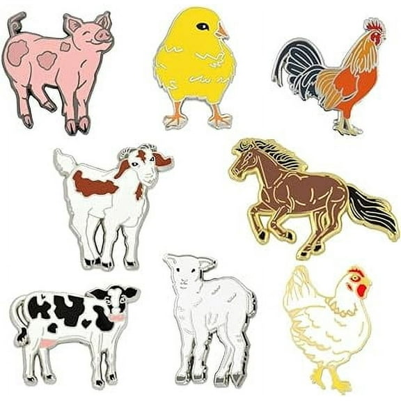 PinMart's Cute Farm Animal Enamel Lapel Pin Set Gift