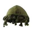 thumbnail image 1 of Bonnet Tressé Double Couche pour Hommes avec Design à Queue Torsadée, Doublé de Satin, Vert Armée Effiloché, 1 of 6