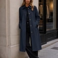 thumbnail image 6 of cocolona Womens Trench Coat Open Front Button Down Lapel Lined Overcoat LightWeight Trendy Fall Winter Solid Color Long Coat, 6 of 7