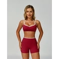 thumbnail image 7 of IBTOM CASTLE Workout Sets for Women 2 Piece Color Block Strappy Sports Bra High Waist Shorts Gym Yoga Pilates Outfits Red, 7 of 7
