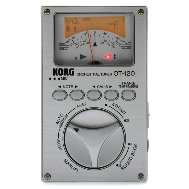 Afinador orquestal Korg OT-120 tipo medidor cromático con funda