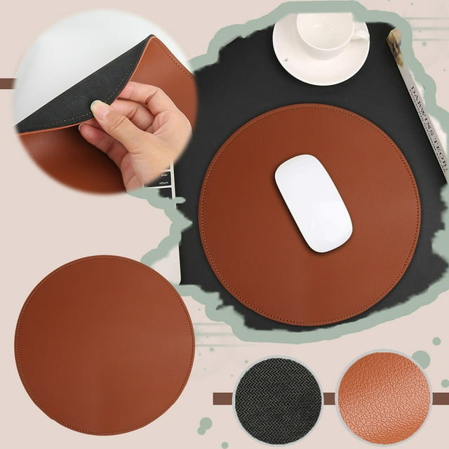 WIFKLSIIPG Tapis de Souris en Cuir Double Face Rond Imperméable