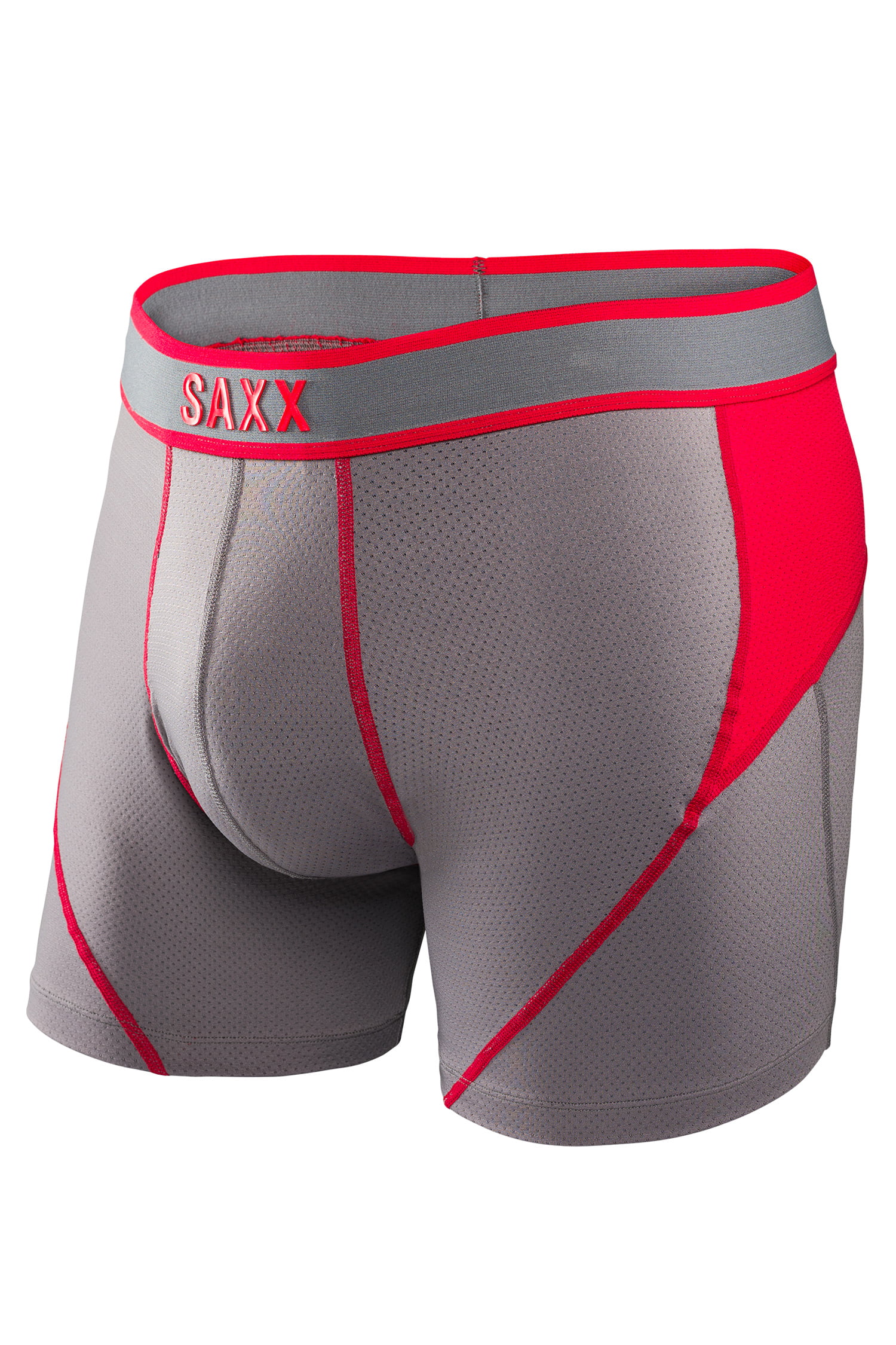 Saxx Mens Kinetic Performance Boxers Underwear Small Rock/Red 