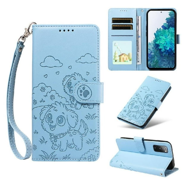 Funda Cartera GANGXUN con Diseño de Perrito en Relieve para Samsung Galaxy S20 FE , Protección 360° con Ranuras y Correa Desmontable
