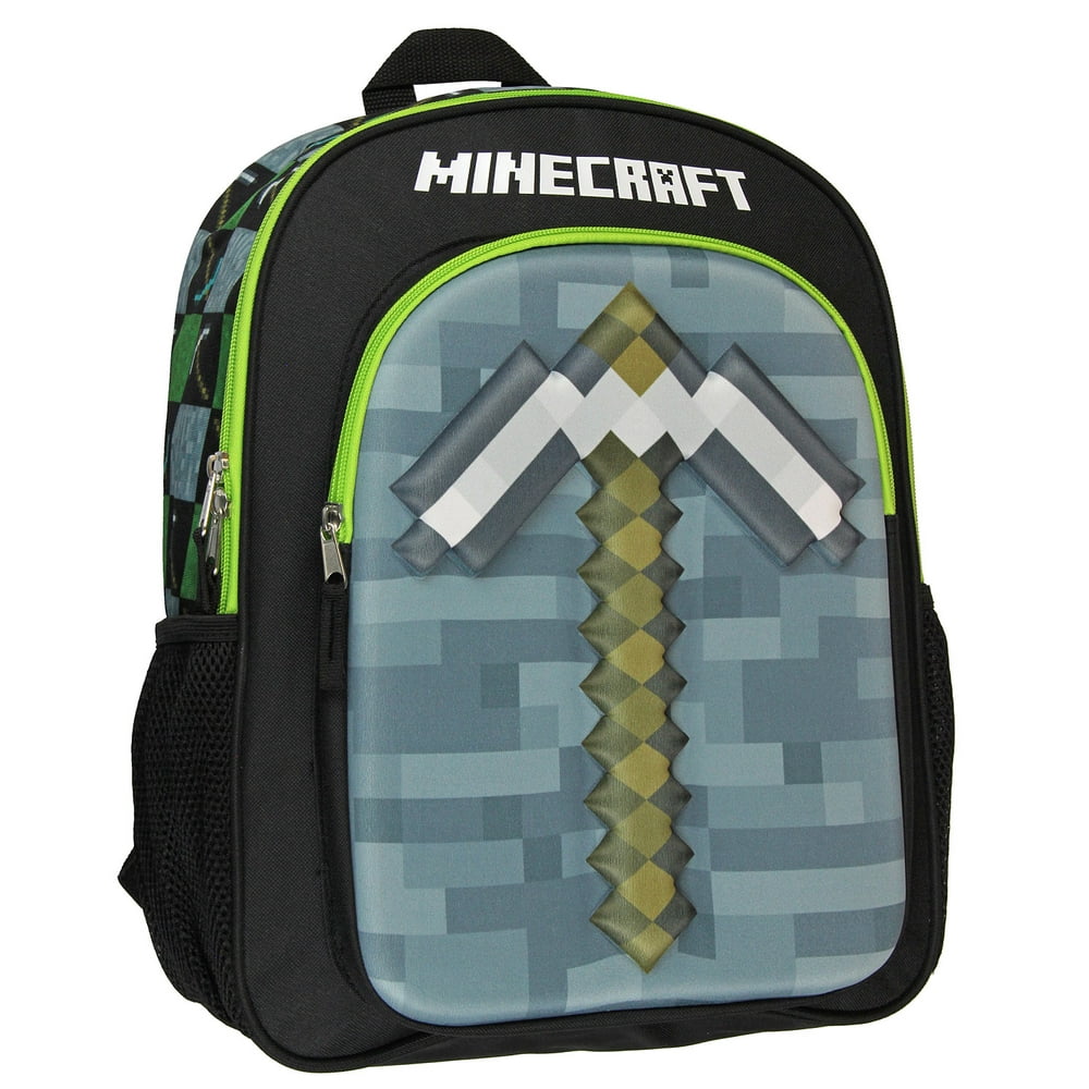 Bioworld Minecraft Backpack Kids 16" 3D Molded Pickaxe Childrens